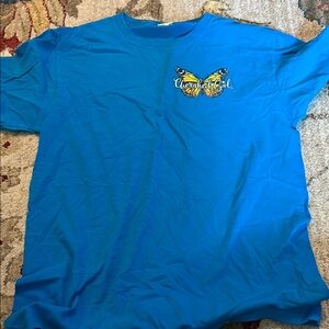 Blue Cheerleader Girl T-Shirt with Butterfly Design